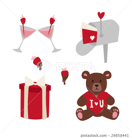 Happy valentine day flat design love wedding items 29858441