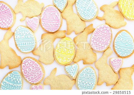 Homemade Easter cookies on white background 29858515