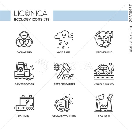 Ecology - black and white modern single line icons 29858627