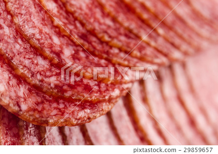 macro detail of salami sausages slice 29859657