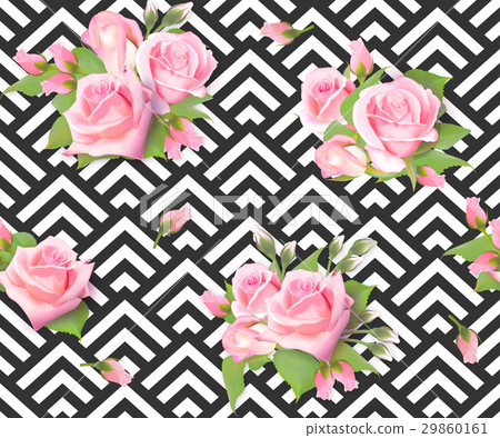 Vector rose flowers seamless pattern. Hand painted - Stock Illustration ...
