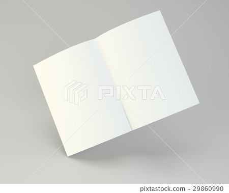 Blank folded leaflet white paper. 3d rendering 29860990
