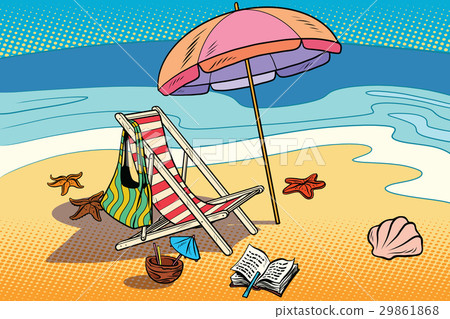 Beach lounger and sun umbrella Beach lounger and sun umbrella 29861868