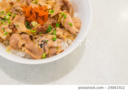 Japanese cuisine, Pork teriyaki with rice 29861922