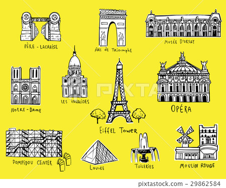 Paris city sights illustrations Paris city sights illustrations 29862584