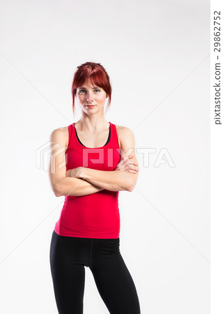 Attractive young fitness woman in red tank top 29862752