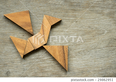 Wooden tangram puzzle in bird shape 29862951