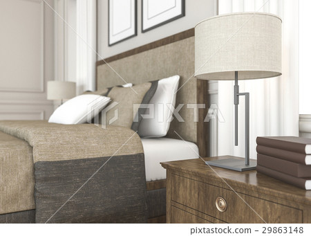 classic style bedroom with beautiful lamp 29863148