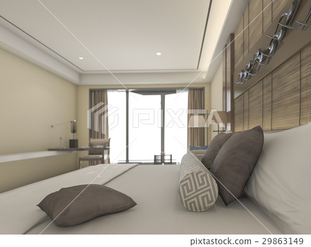 nice zooming on bed in beautiful bedroom nice zooming on bed in beautiful bedroom 29863149