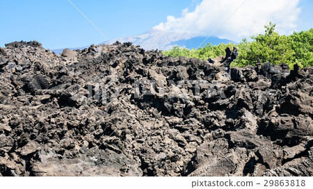 petrified lava flow after volcano Etna eruption 29863818