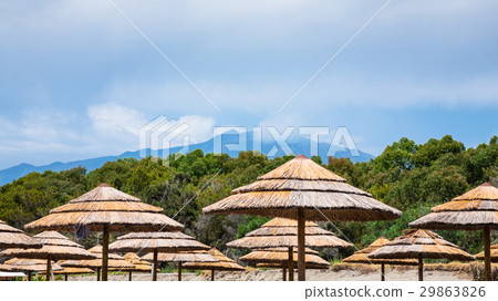 view on Etna mount from beach in Sicily view on Etna mount from beach in Sicily 29863826
