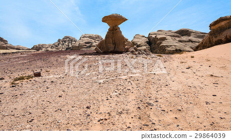 view of Mushroom rock in Wadi Rum desert 29864039