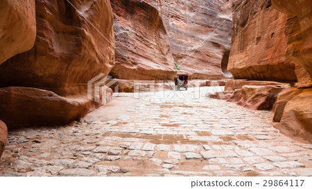 stone paved Al Siq passage to ancient Petra city 29864117