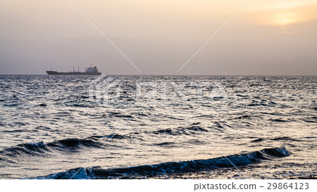yellow sunset over Gulf of Aqaba in winter yellow sunset over Gulf of Aqaba in winter 29864123