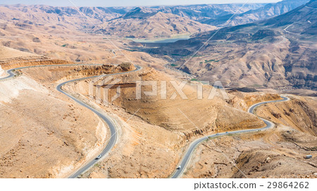 view of King highway in mountain near Al Mujib dam 29864262