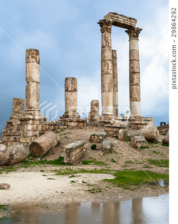 emple of Hercules at Amman Citadel in rainy day 29864292
