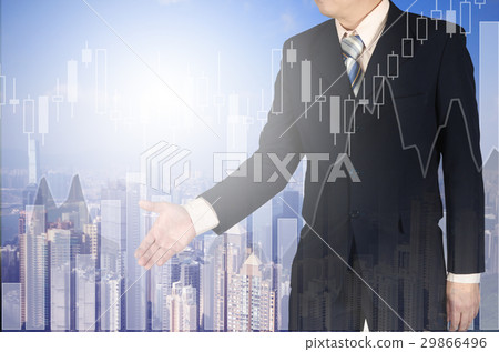 Businessman shaking hand with growth graph chart 29866496