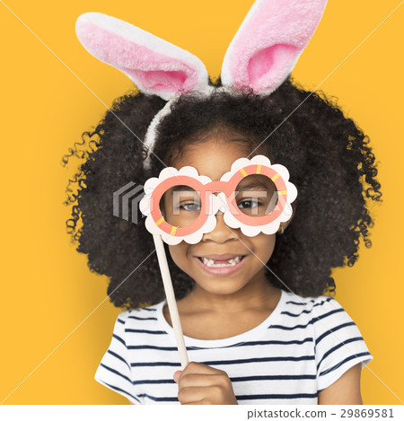 African Descent Little Girl Bunny Ears Concept African Descent Little Girl Bunny Ears Concept 29869581