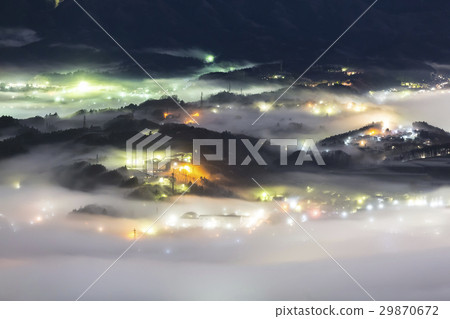 秩父夜的雲海 照片素材 圖片 圖庫