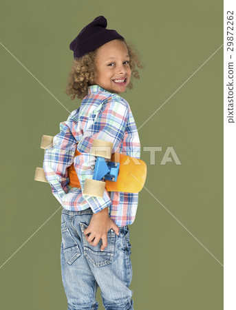Little Boy Smiling Happiness Skateboard Sport Portrait 29872262