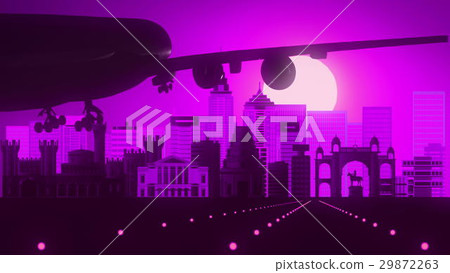 Bengaluru India Airplane Landing Skyline Purple 29872263