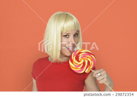 Caucasian Blonde Woman Tasting Lollipop Caucasian Blonde Woman Tasting Lollipop 29872354