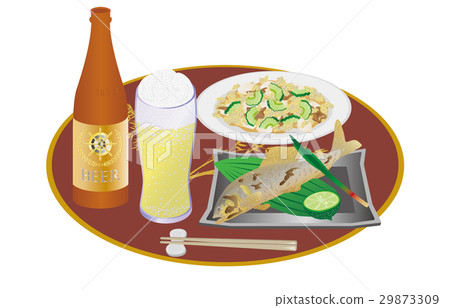 今天晚餐的鹽燒烤啤酒和ayu 29873309