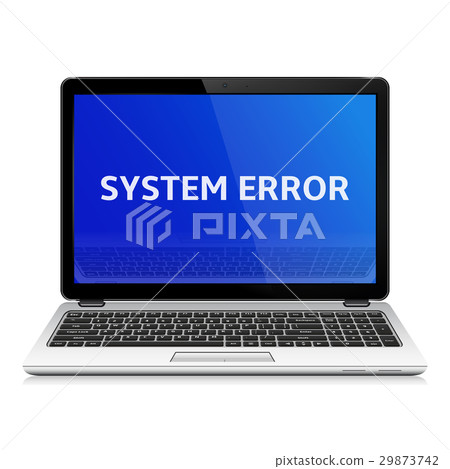 Modern laptop with system error message on screen - Stock Illustration ...