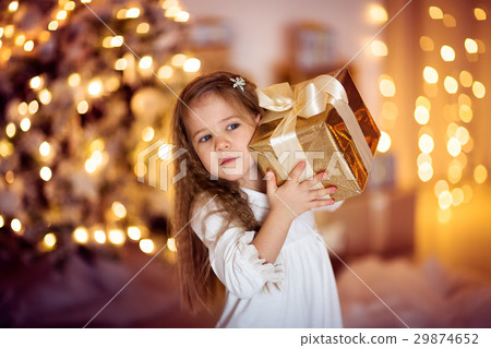 Caucasian girl with long hair Christmas gift, Caucasian girl with long hair Christmas gift, 29874652