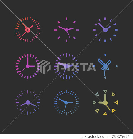 Different color clocks collection. Vector set Different color clocks collection. Vector set 29875695