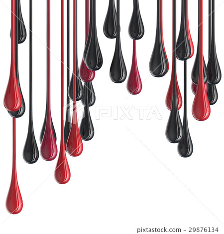 3D red and black glossy paint drop blobs 29876134