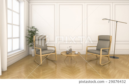 Vintage Living Room With Rocking Chair Stock Ilration