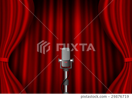 Red curtain stage microphone 29876719