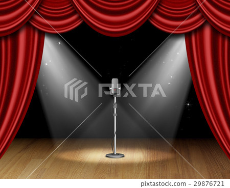 Red curtain stage microphone spotlight Red curtain stage microphone spotlight 29876721