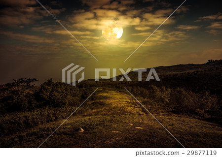 Landscape of beautiful full moon behind cloud 29877119