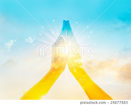 Abstract colorful respect and pray on sky  29877883