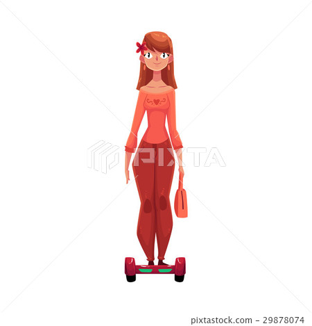 Young pretty girl, woman riding self-balancing 29878074