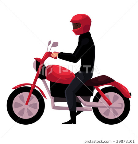 Motorcycle, motorbike rider wearing helmet, side Motorcycle, motorbike rider wearing helmet, side 29878101