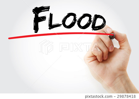 Hand writing Flood with marker 29878418