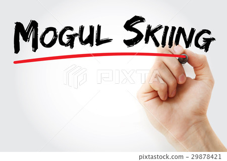 Hand writing Mogul skiing with marker 29878421