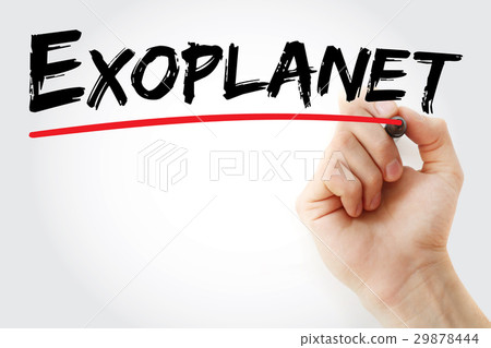 Hand writing Exoplanet with marker 29878444
