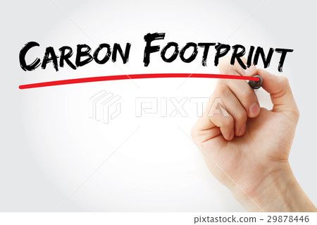 Hand writing Carbon footprint with marker 29878446