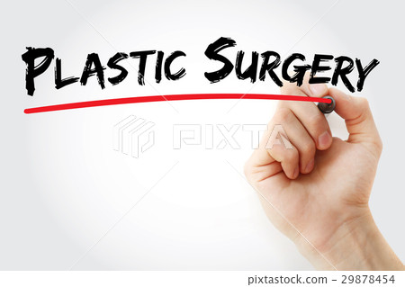 Hand writing Plastic surgery with marker 29878454