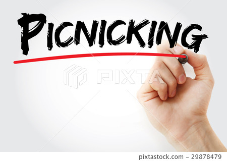 Hand writing Picnicking with marker Hand writing Picnicking with marker 29878479