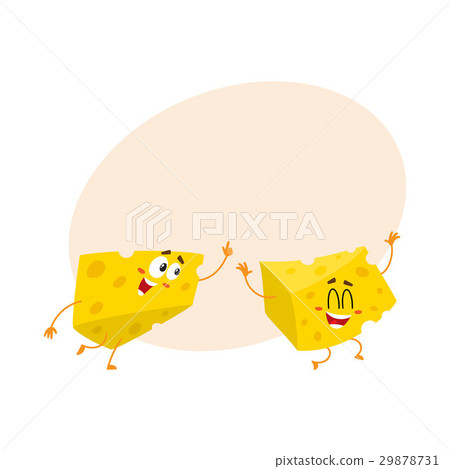 Cute and funny cheese chunk character pointing up Cute and funny cheese chunk character pointing up 29878731