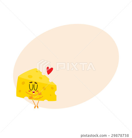 Cute and funny cheese chunk character showing love 29878738