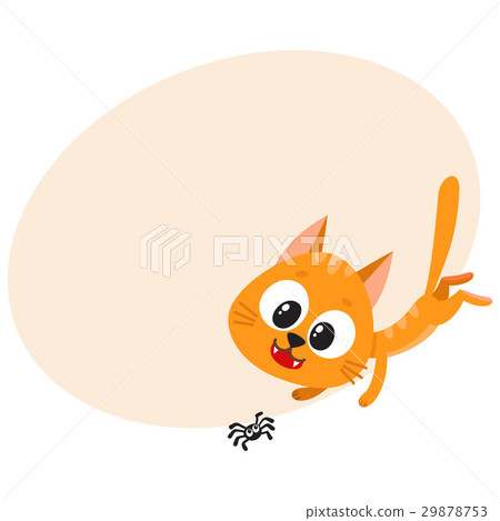 Cute and funny red cat character chasing, hunting 29878753