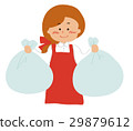 A woman holding a garbage bag 29879612