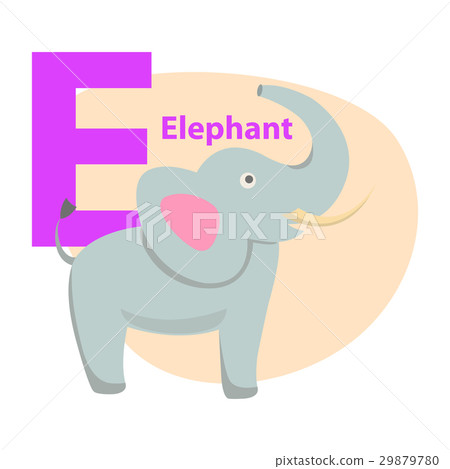 Children s Alphabet Icon Cartoon Elephant Letter E 29879780