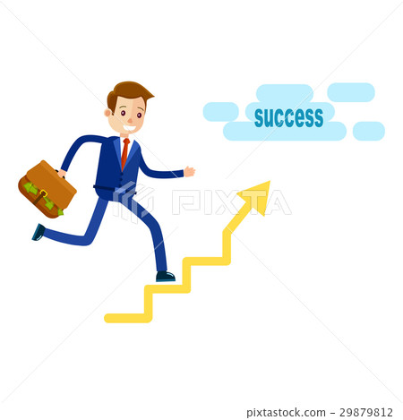 Manager Running Upstairs to Success with Briefcase 29879812